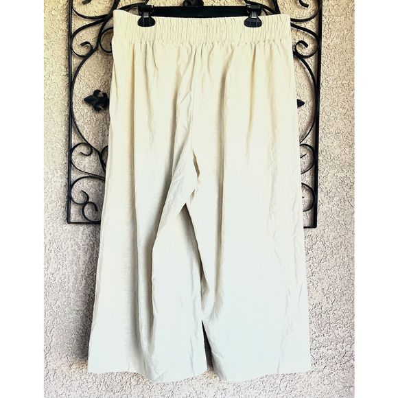Torrid Crop Pull On Wide Leg Stretch Linen Blend Pant Size 00/M-L - Khaki - Picture 6 of 10